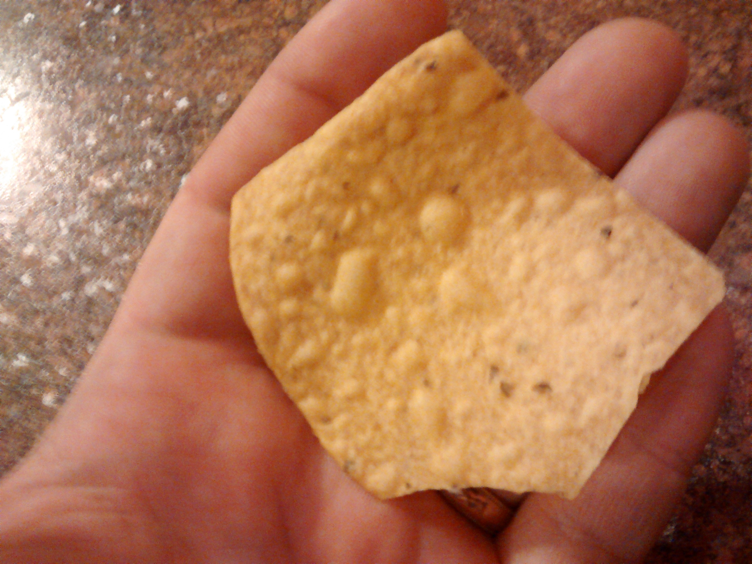 Most tortilla chips look like Talking Triangle, but this one looks like Penny the Pentagon!